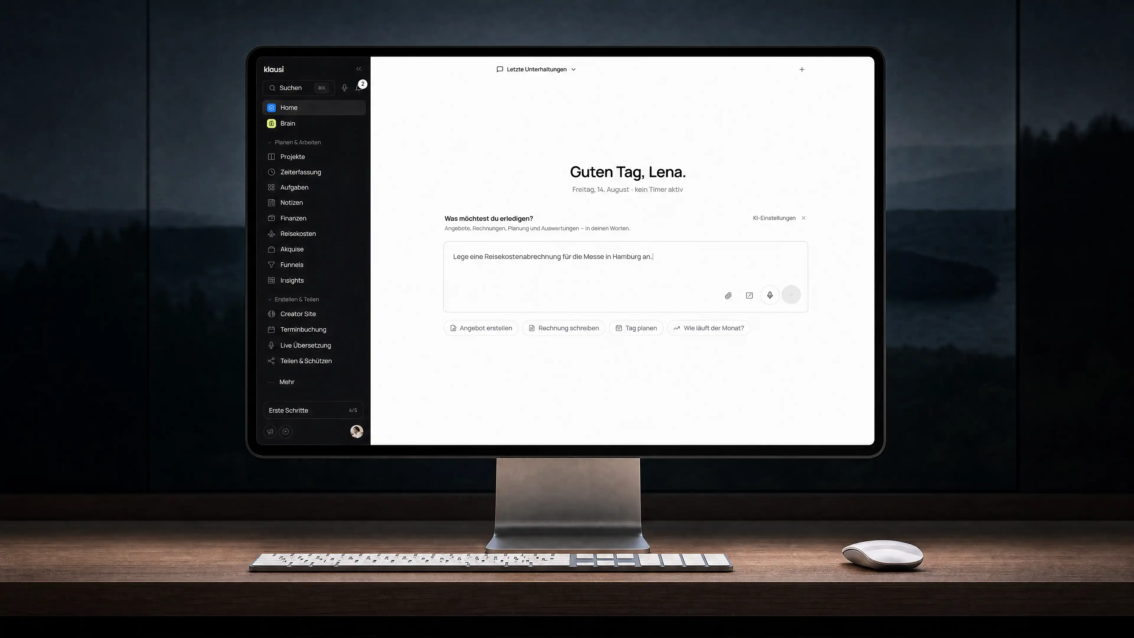 Klausi Workspace mit Akquise, Projekten, Zeiterfassung und Finanzen